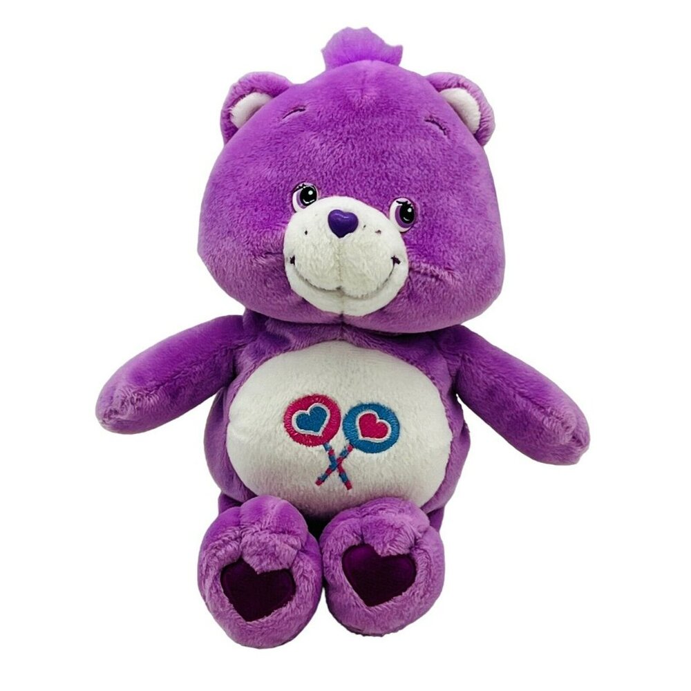 Care Bears Share Bear Play Along‎ Plush Purple Lollipops 9 inch Stuffed Animal